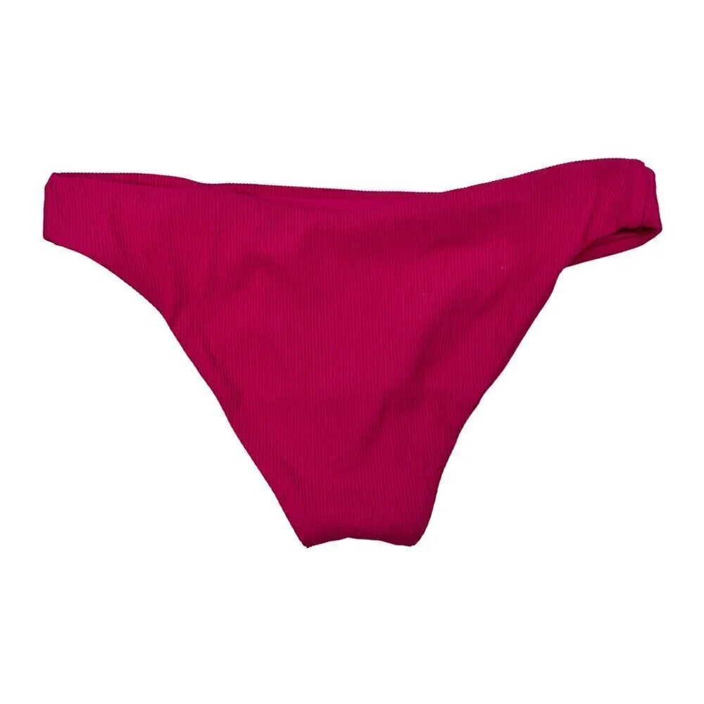 L*Space Women’s Sandy Bikini Bottom Classic Fuchsia Ribbed Sz XS New